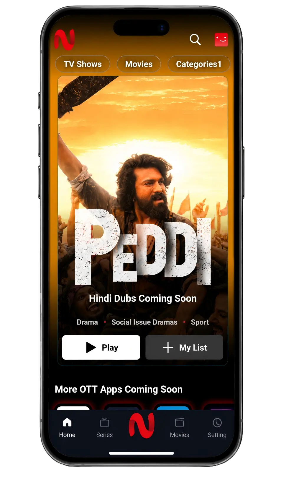 NetMirror APK interface displayed on an Android phone